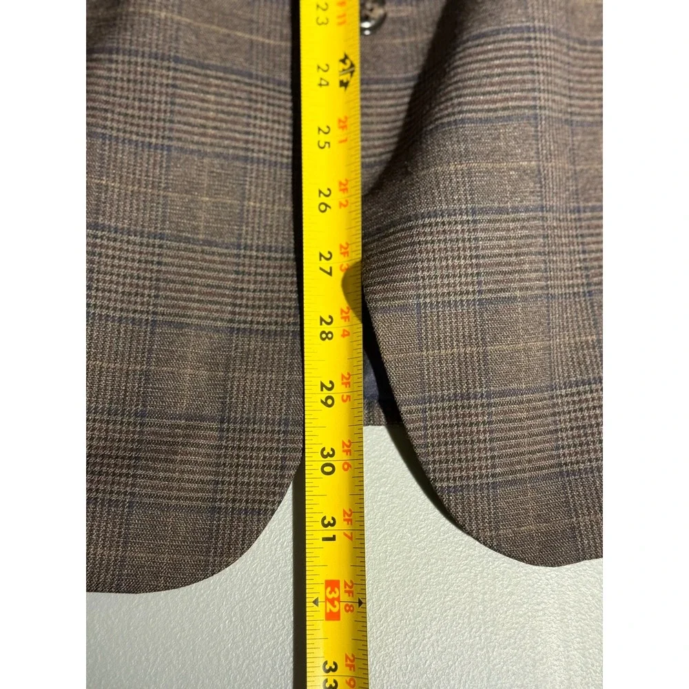 Tommy Hilfiger Mens 48R Brown Glen Plaid Two Button Blazer Sport Coat Jacket